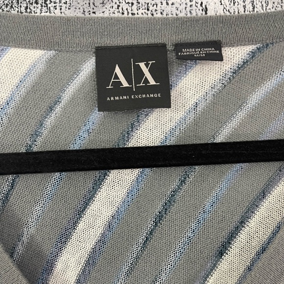 SHEER EARLY 00´s ARMANI EXCHANGE TOP SILVER WHITE BLUE - Picture 5 of 5